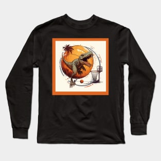 Dinosaur Playing Basketball Funny Long Sleeve T-Shirt